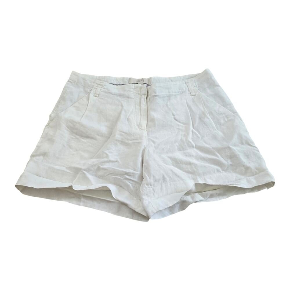 Ann Taylor Loft White Linen Blend Comfy Shorts Size 4